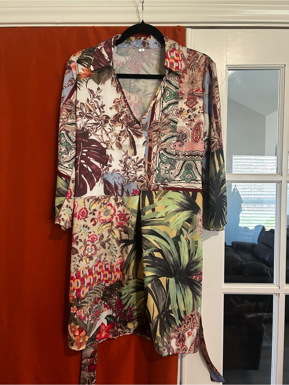 Floral Patchwork Shirt Dress in Multicolor